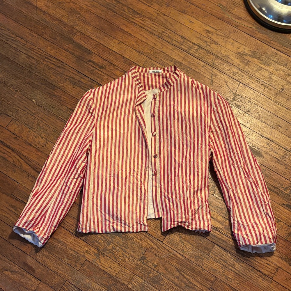 Hazel brown silk striped jacket top